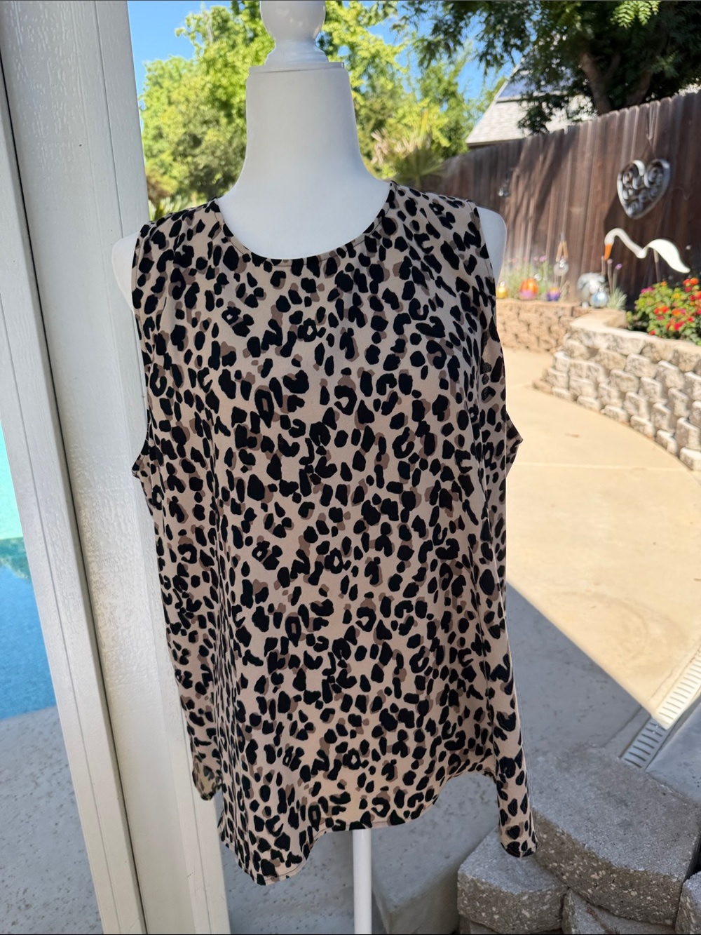 Halogen Beige and Black Leopard Print Sleeveless Camisole